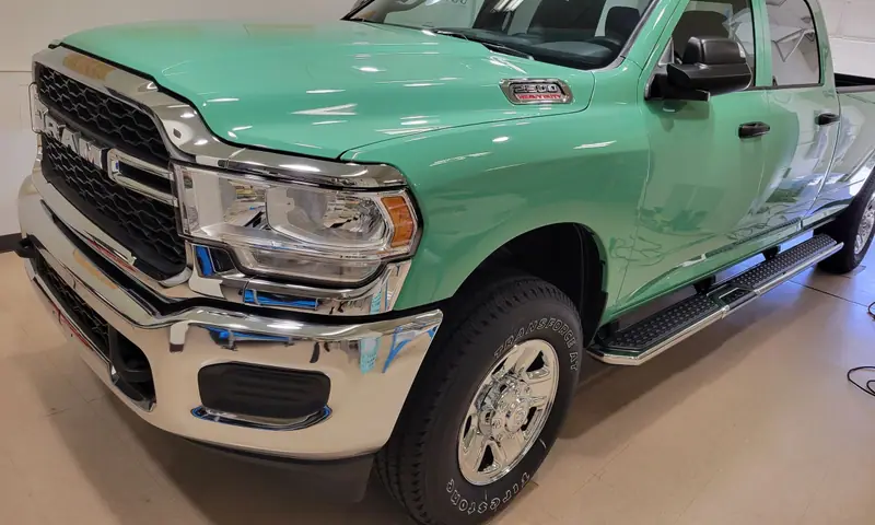 Mint green Ram 2500 pickup with polished paint